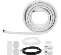 SucceBuy Conduite de réfrigérant 15,24 m, tube en cuivre de 6,4 & 9,5 mm de diamètre extérieur, bobine isolée PE avec écrous à sertir, raccords polyvalents, convient pour les climatiseurs mini split, 