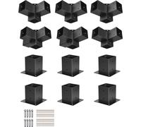 SucceBuy Connecteur de poteau, support de poteau pour poteau avec une dimension intérieure de 92x92 mm, supports à 3 voies (4 pièces) & 4 voies (2 pièces) avec 6 supports de poteau, convient pour les