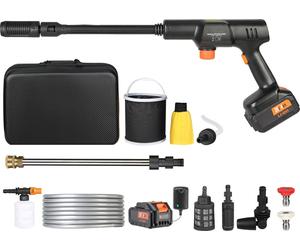 SucceBuy Cordless Pressure Washer, 652-PSI 1.0 GPM Portable Power Cleaner, Handheld High-Pressure Car Washer Gun avec batterie 4.0Ah & chargeur, 6-in-1 Nozzle, pour Home & Floor Cleaning