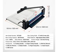 SucceBuy Coupe-papier industriel et commercial 12''/17'' Capacité 400 feuilles Construction en acier massif Empilable pour bureau, maison, école, magasin 12inch