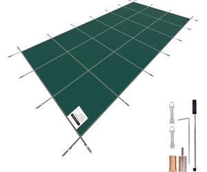 SucceBuy Couverture de sécurité pour piscine, adaptée aux piscines rectangulaires encastrées de 6 x 12 m, couverture solide en filet avec trous de drainage pour la sécurité en hiver, vert pour les pis