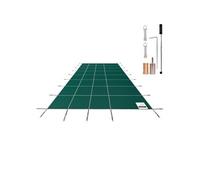 SucceBuy Couverture de sécurité pour piscines rectangulaires encastrées (14 x 26 pieds), couverture de sécurité en maille solide avec trous de drainage, couverture de piscine d'hiver, tissu vert résis