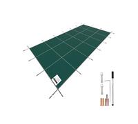 SucceBuy Couverture de sécurité pour piscine, adaptée aux piscines rectangulaires encastrées de 6 x 12 m, couverture solide en filet avec trous de drainage pour la sécurité en hiver, vert pour les pis