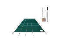 SucceBuy Couverture de sécurité pour piscine, adaptée aux piscines rectangulaires encastrées de 4,8 x 9,7 m, couverture rigide en filet avec trous de drainage, couverture de sécurité d'hiver pour pisc