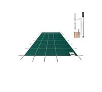 SucceBuy Couverture de sécurité pour piscine, 4,8 x 11,9 m, rectangulaire, pour piscines enterrées, filet avec trous de drainage, couverture de sécurité pour l'hiver, vert