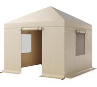 SucceBuy Couverture d'hiver pour pavillon de 3,05 x 3,05 m, couverture de remplacement avec parois latérales et fenêtres en filet en matériau PE, couverture de protection à des fins de stockage, pavil