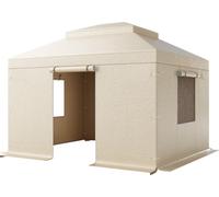 SucceBuy Couverture d'hiver pour pavillons de 3,05 x 3,65 m, toit de remplacement avec parois latérales et fenêtres en filet, couverture de protection en matériau PE résistant, pavillons non compris