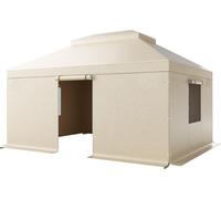 SucceBuy Couverture d'hiver pour pavillons de 3,66x4,87 m avec double toit, couverture de remplacement avec parois latérales et fenêtres en filet, couverture de protection à des fins de stockage, les 
