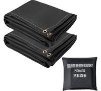 SucceBuy Couvertures anti-feu, 6' x 10', lot de 2 couvertures de soudage noires, ignifugées jusqu'à 1022°F, en fibre de verre avec 8 œillets en laiton
