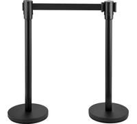SucceBuy Crowd Control Stanchion Set de 8 pièces avec ceinture noire de 6,6 ft/2 m