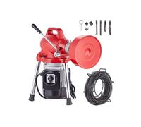 Machine de nettoyage de tuyaux SucceBuy 66 pieds ? x 5/8 pouces, 250 W spirale électrique de nettoyage de tuyaux avec alimentation manuelle šC avec 2 câbles de section en acier (66' x 5/8" et 15' x 3/