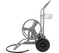 SucceBuy dévidoir de tuyau d'une capacité de 6096/9144 cm, support de tuyau d'arrosage avec roues, poignée et panier de rangement pratique, enrouleur de tuyau polyvalent pour le jardinage et l'entreti