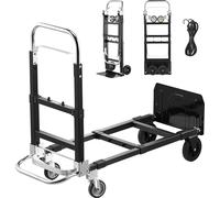 SucceBuy Diable 2 en 1, pliable, capacitŽ de 227 kg en mode 4 roues, chariot de transport polyvalent avec poignŽe adaptable, diable pour les dŽmŽnagements, le bureau et lÕentrepôt