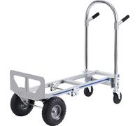 SucceBuy Diable en aluminium, convertible 2 en 1, capacité de charge 800 lbs, chariot robuste pliable à usages multiples, diable de transport industriel avec roues en caoutchouc