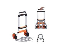Diable SucceBuy, pliable, capacité de charge 125 kg, chariot portable en aluminium, chariot transformable avec poignée télescopique, roues en PP+TPR