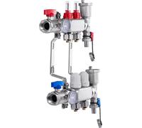 SucceBuy Distributeur de chaleur rayonnante à 2 branches, tube PEX de 1/2 pouce, acier inoxydable pour chauffage au sol, kit d'adaptateurs de 1/2 pouce inclus