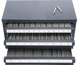 SucceBuy - Distributeur de fraises d'extrémité - armoire, organisateur à trois tiroirs pour fraises d'extrémité de 1/8" à 1", acier - solution de stockage avec étiquettes, design empilable avec 29 com