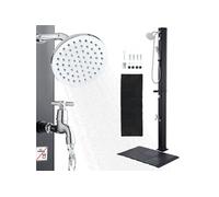 SucceBuy Douche Solaire 40L Hauteur Pommeau 2m Réglage Eau Chaude Froide Noir