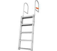 SucceBuy Échelle d'appui en aluminium, 170-200 cm, réglable en hauteur, 5 marches pour l'accès au bateau