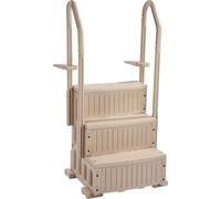 SucceBuy Échelle de piscine taupe à 3 marches avec 2 mains courantes, supporte 181 kg pour les piscines de 91,4 à 122,9 cm
