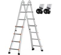 SucceBuy Échelle télescopique 13 ft cadre A, échelle télescopique compacte en aluminium, échelle de camping-car pliable multifonctionnelle pour la maison, les escaliers, l'intérieur/l'extérieur, capac