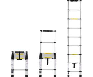 SucceBuy Echelle télescopique - 2,6 m, aluminium, capacité de charge 170 kg, légère et polyvalente pour la maison et le bureau
