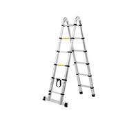 SucceBuy Echelle Télescopique Aluminium 380cm Avec Barre Stabilisatrice 170kg Argenté