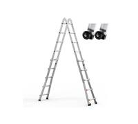 SucceBuy Echelle télescopique 16,7 ft avec cadre A, échelle télescopique compacte en aluminium, échelle de camping-car pliable multifonctionnelle pour la maison, les escaliers, l'intérieur/l'extérieur