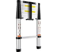 SucceBuy Echelle télescopique de 10,5 pieds, échelle pliable en aluminium avec bouton unique de rétraction, capacité de charge de 375 livres, pieds antidérapants, échelle portable à usage multiple pou
