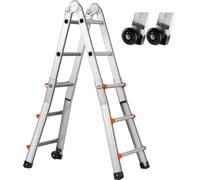 SucceBuy Echelle télescopique de 9,5 pieds avec cadre A, échelle télescopique compacte en aluminium, échelle de camping-car pliable multifonctionnelle pour la maison, les escaliers, l'intérieur/l'exté