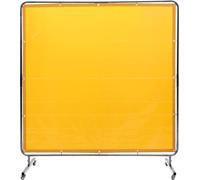 SucceBuy Écran de soudage 6' x 6' avec cadre, écran de protection en vinyle ignifugé sur 4 roulettes pivotantes (2 blocables), mobile pour une utilisation en atelier/industrielle, jaune