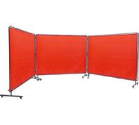 SucceBuy Écran de soudage avec cadre, 6 x 8 pieds, écran de protection en vinyle ignifugé avec 3 panneaux sur 12 roulettes pivotantes (6 blocables), mobile pour une utilisation professionnelle en atel