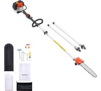 SucceBuy Élagueuse à essence 25 cm3 2 temps, tronçonneuse avec perche télescopique de 2,12 à 3,62 m, guide-chaîne de 30,5 cm et réservoir de carburant de 650 ml, idéale pour couper des branches en hau
