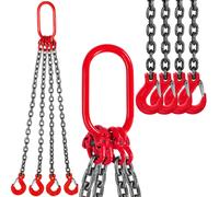 SucceBuy - élingue de chaîne 4T, 1M / 2M x 8MM, quatre pieds avec crochet en acier pour revêtement en poudre, résistance aux hautes températures de qualité 80 pour le levage