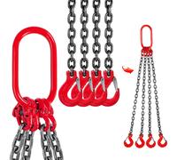SucceBuy - élingue de chaîne 4T, 1M / 2M x 8MM, quatre pieds avec crochet en acier pour revêtement en poudre, résistance aux hautes températures de qualité 80 pour le levage