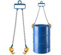 SucceBuy Élingue de levage de fûts 2200LBS, Élévateur de fûts à chaîne G80 avec crochet de sécurité, Équipement de manutention de fûts pour grue et chariot élévateur