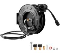 SucceBuy Enrouleur de tuyau pour nettoyeur haute pression, 18,3 m x 6,35 mm, enrouleur de tuyau en acier, max. 275 bar, enroulement automatique, montage polyvalent au mur et au sol pour l'entretien de