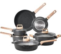 SucceBuy Ensemble de 17 ustensiles de cuisine antiadhésifs en granit - Noir