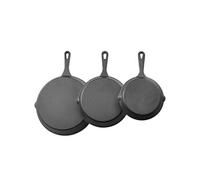 SucceBuy Ensemble de 3 poêles en fonte 16cm 22cm 26,5cm Noir
