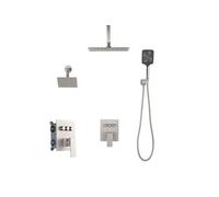 SucceBuy Ensemble de Robinetterie de Douche Haut à Effet Pluie 30,5cm 4-en-1 Argent