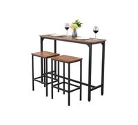 SucceBuy Ensemble table de bar et 2 tabourets MDF Marron Table 120x40x90 cm