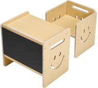 SucceBuy Ensemble table et chaise de sevrage, bureau Montessori pour jeunes enfants avec tableau, bois