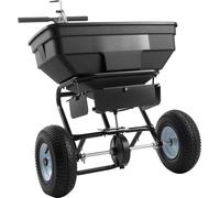 SucceBuy Epandeur avec capacité de 59 kg, largeur d'épandage de 0 à 3,66 m, épandeur de semences avec roues pneumatiques de 33 cm, débit réglable, idéal pour les engrais, les semences et le sel d'épan