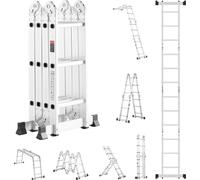 SucceBuy Escabeau pliable polyvalent 7 en 1, 3 marches, portée 12 pieds, pour le travail