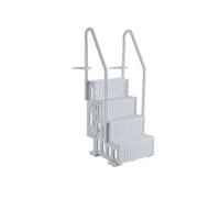 SucceBuy Escalier de Piscine en Plastique Capacité 181,4kg Avec 2 Rampes Gris Polyéthylène