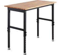 SucceBuy Établi avec capacité de charge de 680 kg, plan de travail de 122x60 cm en bois de chêne, hauteur réglable de 67 à 102 cm, polyvalent dans le garage, l'atelier, la maison, le bureau et le comm