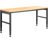 SucceBuy Établi réglable de , 48 x 20 x 38,1 pouces, 28,3 à 38,1 pouces de hauteur, 2000 lbs de capacité de charge, prises de courant, plateau en bois dur, cadre métallique, coussin de pied, bureau/do