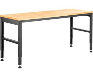 SucceBuy Établi réglable de , 48 x 20 x 38,1 pouces, 28,3 à 38,1 pouces de hauteur, 2000 lbs de capacité de charge, prises de courant, plateau en bois dur, cadre métallique, coussin de pied, bureau/do