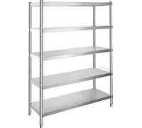 SucceBuy Étagère 48x18,5 pouces, 5 niveaux d'étagères de stockage réglables, acier inoxydable, pour la cuisine et le garage, avec pieds réglables