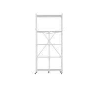SucceBuy Étagère pliable à 5 niveaux avec roulettes, 30x61x183 cm, étagère pliable pour charges lourdes, étagère sur pied sans montage, étagère ménagère polyvalente en métal pour garage, cuisine, cave
